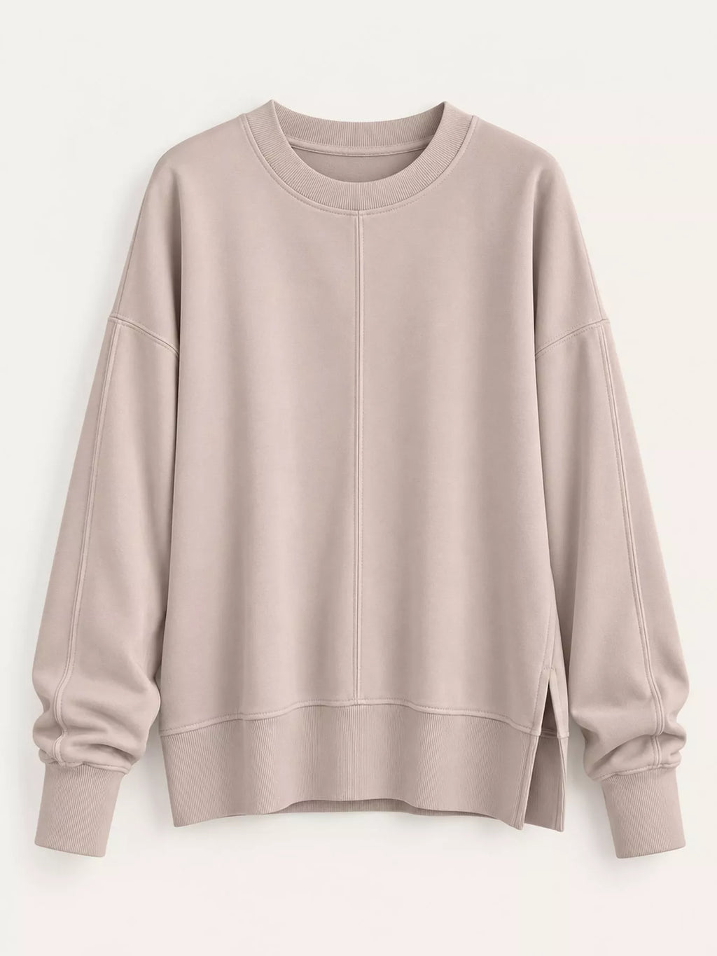 Oversized Crew Neck Sweatshirt with Side Slit
