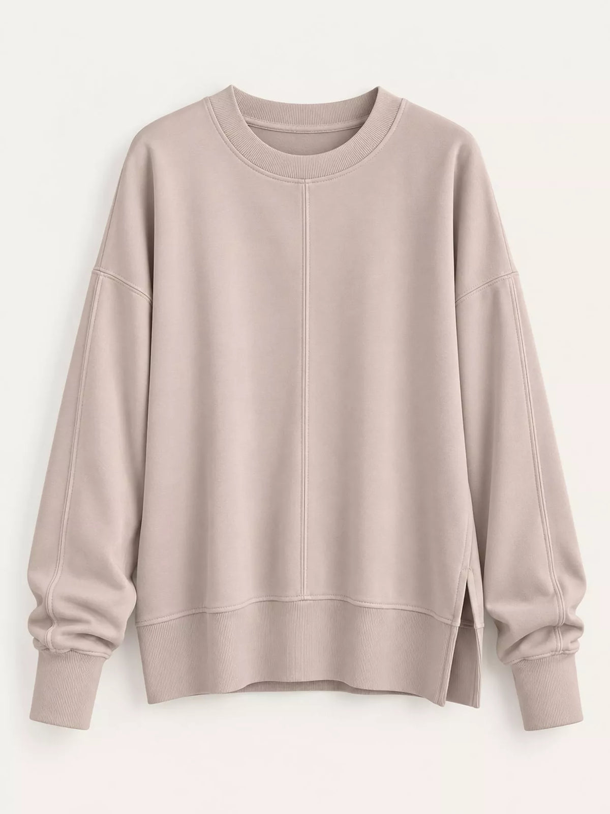 Oversized Crew Neck Sweatshirt with Side Slit