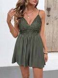 Lace Spaghetti Strap V-Neck Romper