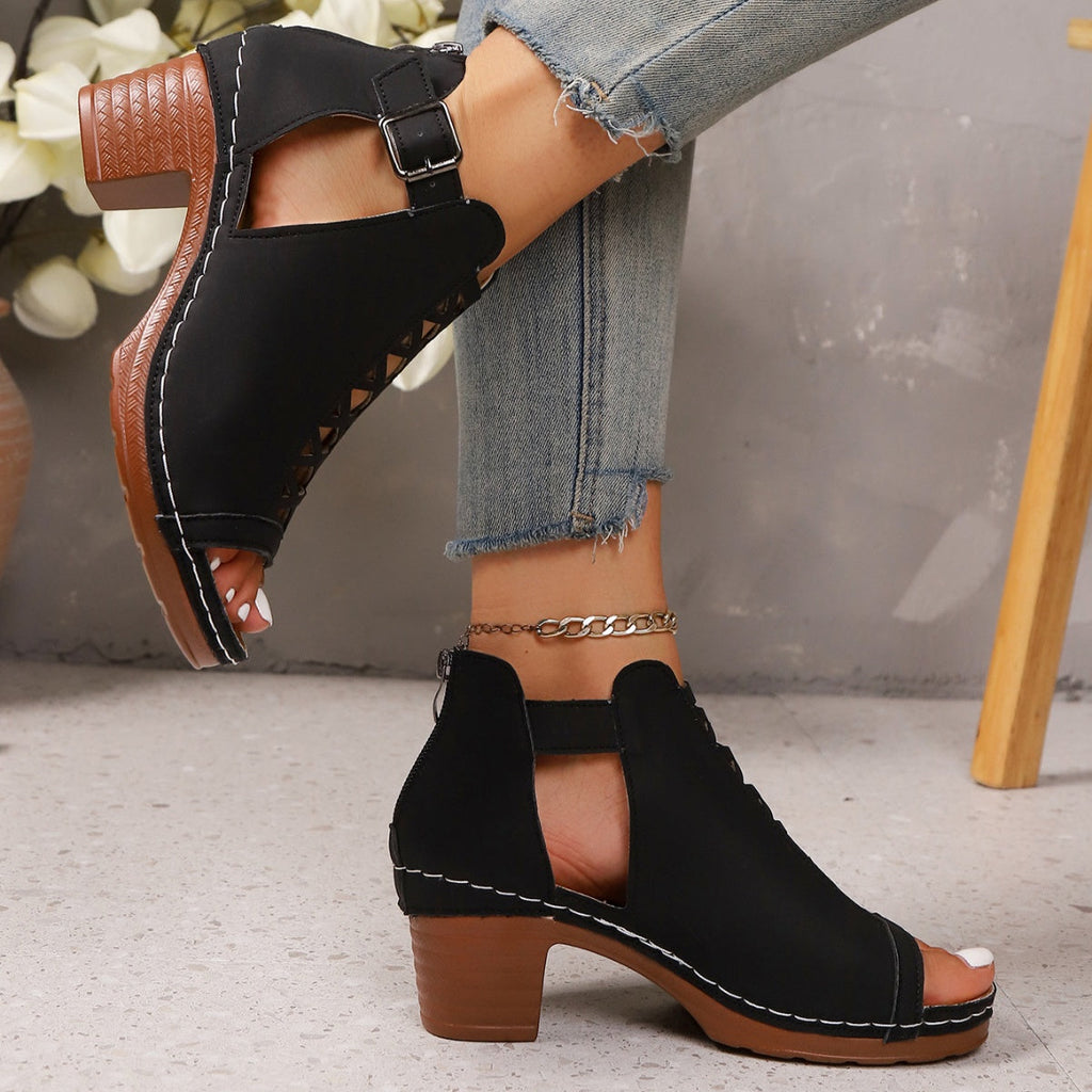 Open Toe Block Heels Sandals