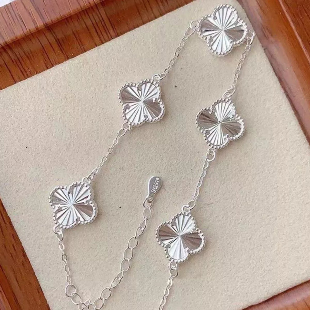 925 Sterling Silver Chain Four Leaf Clover Bracelet