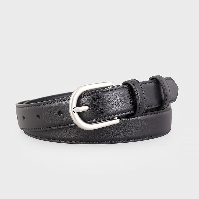 Leather Belt with Silver Buckle