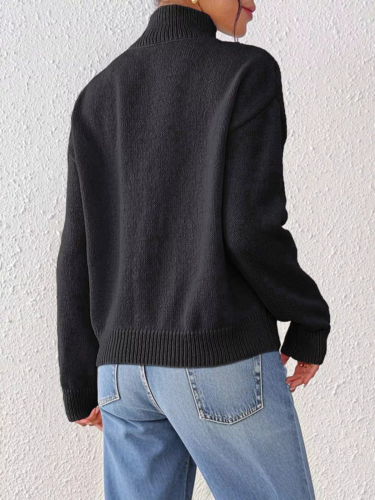 Floral Applique Turtleneck Sweater