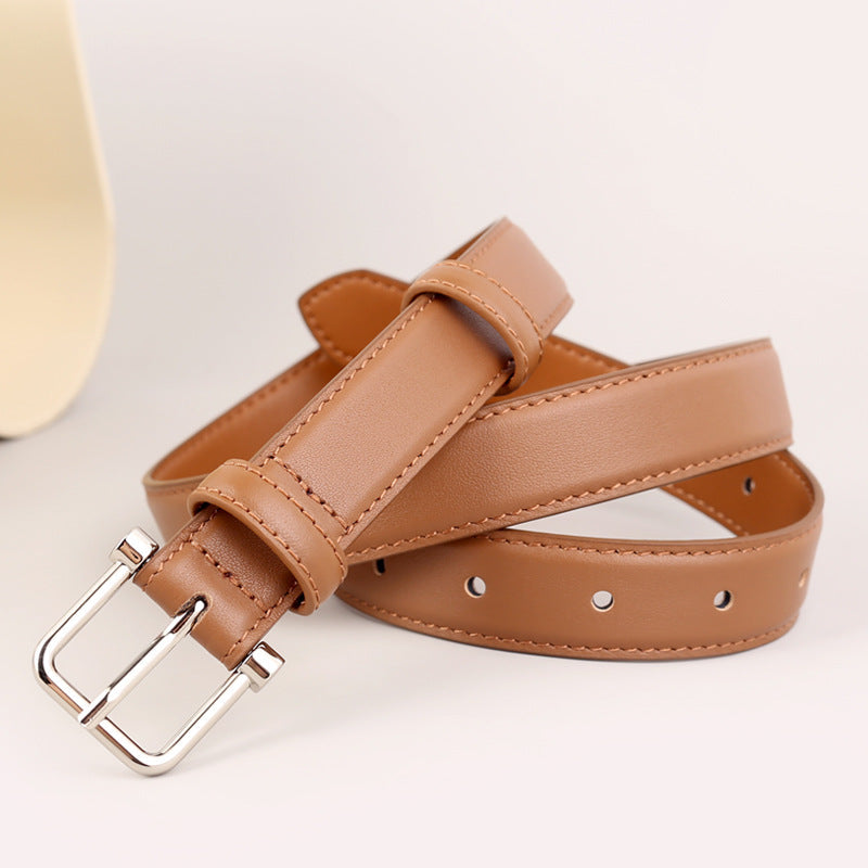 Silver Buckle Leather Belt