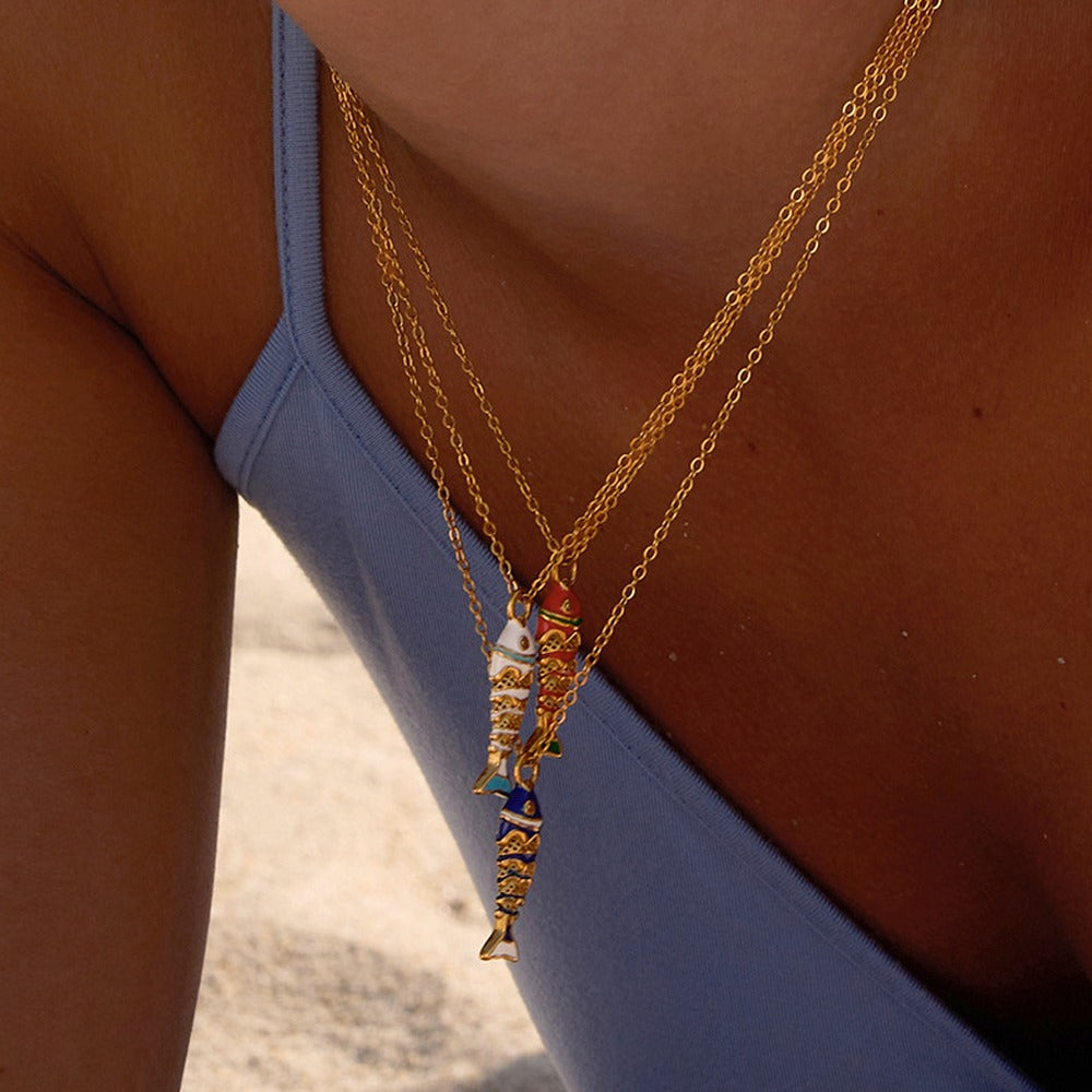 Color Fish Pendant Necklace Collection