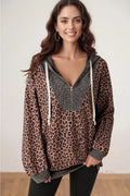 Leopard Print Quarter-Zip Hoodie