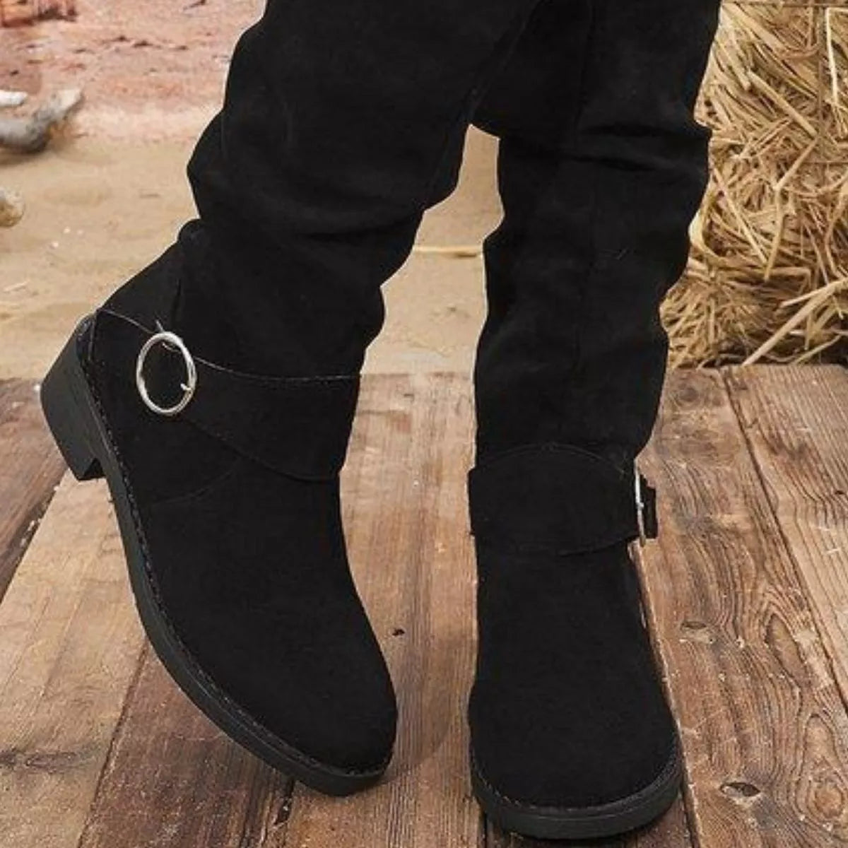 Point Toe Block Heels Slouch Boots