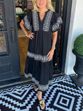 Full Size Geometric Print Midi Dress Plus Size