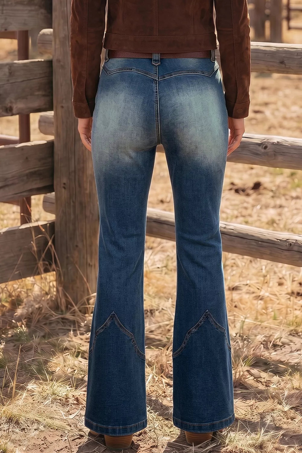 Pocket Detail Flare Leg Jeans