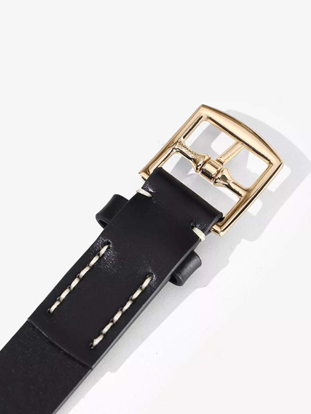 Leather Belt with Golden Buckle