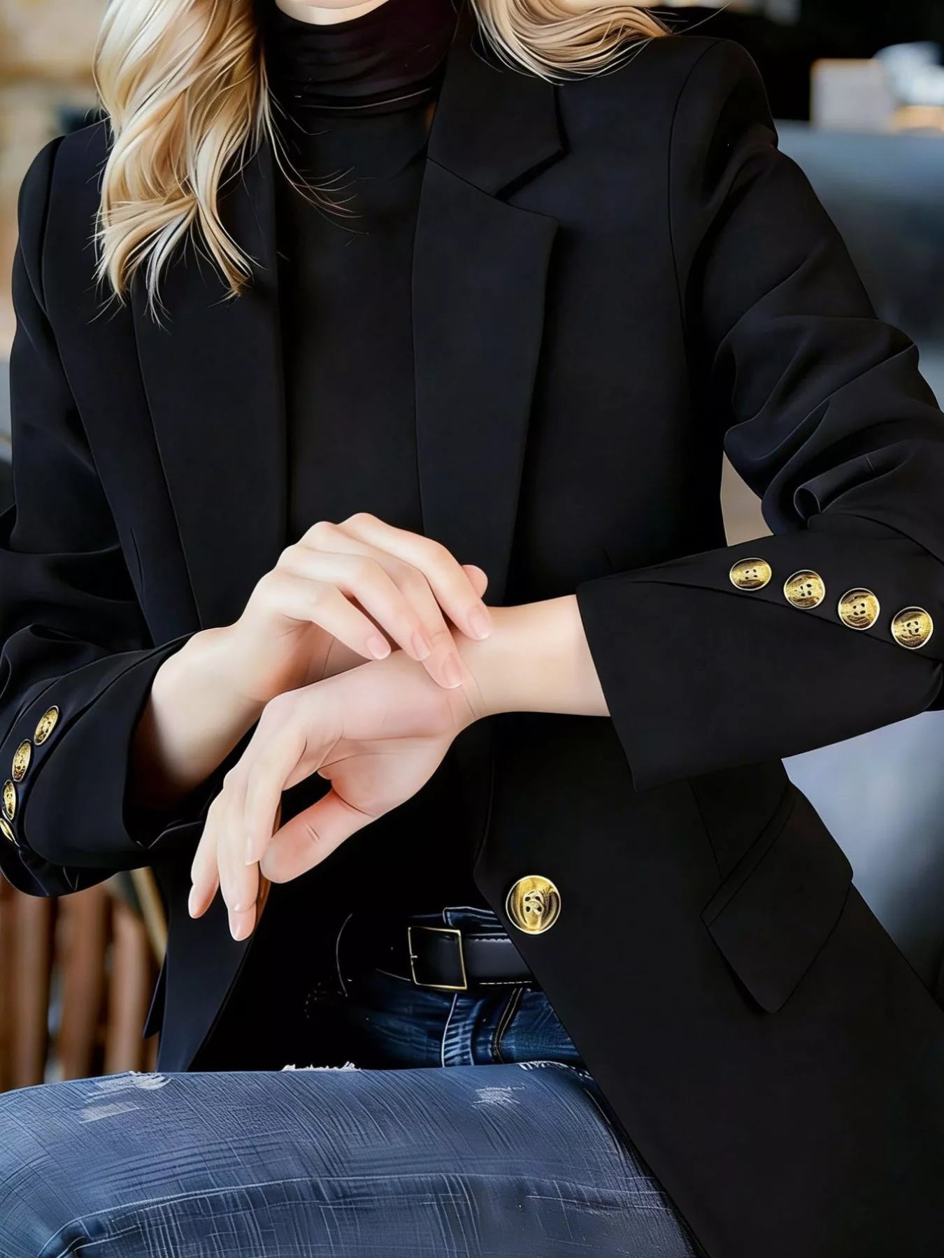 Full Size One Button Lapel Collar Blazer Plus Size