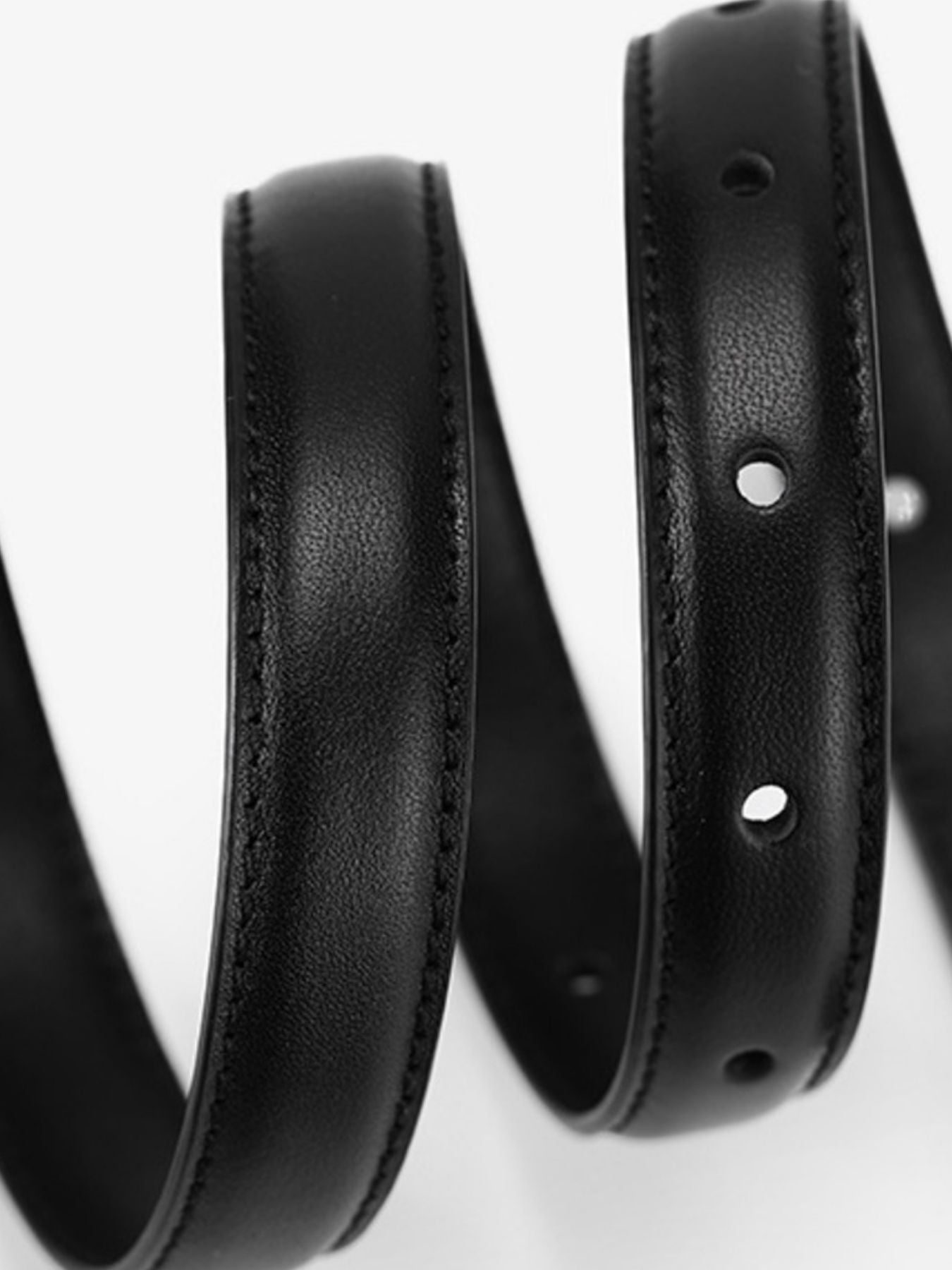Skinny Leather Belt with Golden Buckle