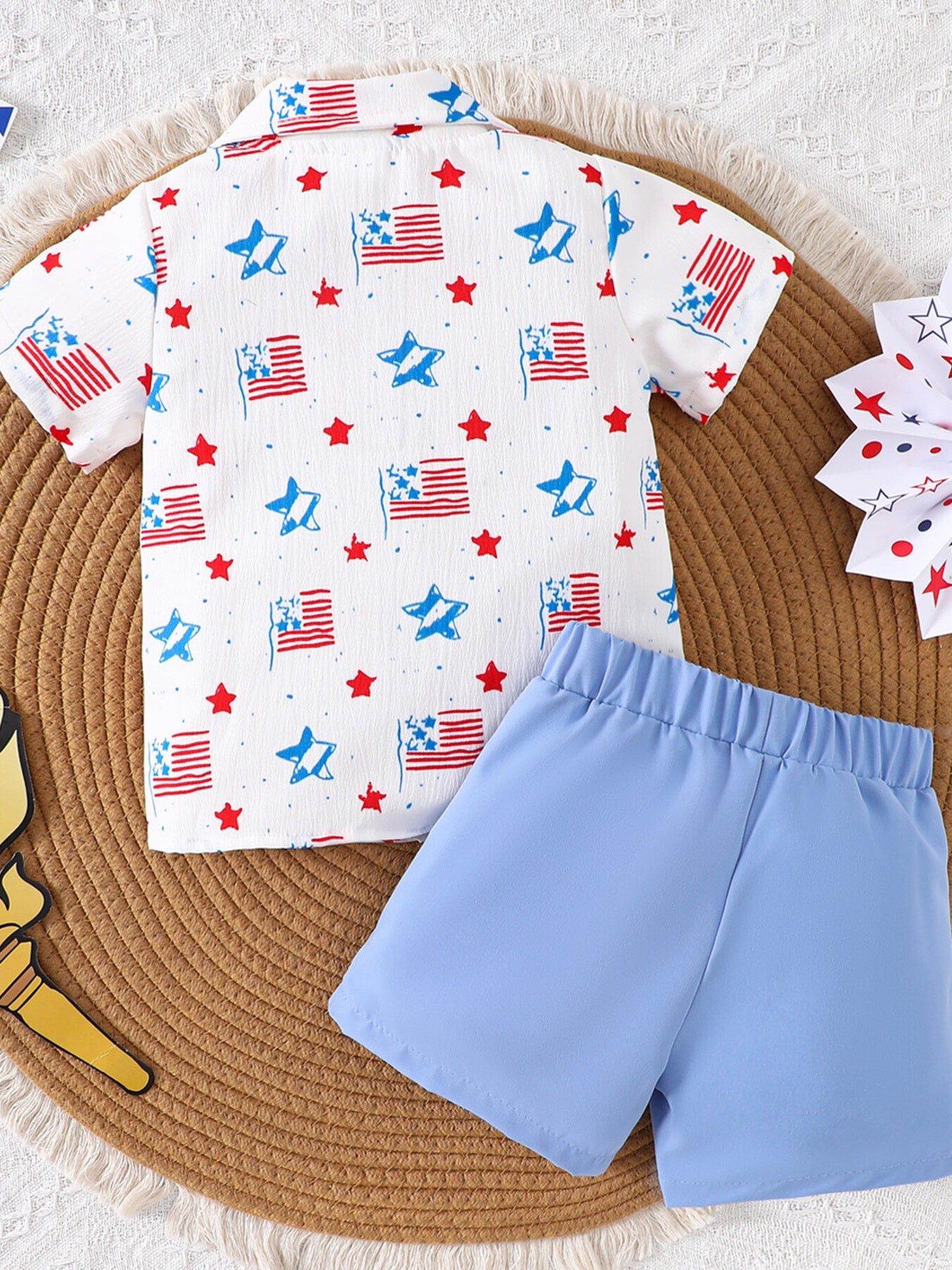 Children's Patriotic Short Sleeve Shirt and Shorts Set