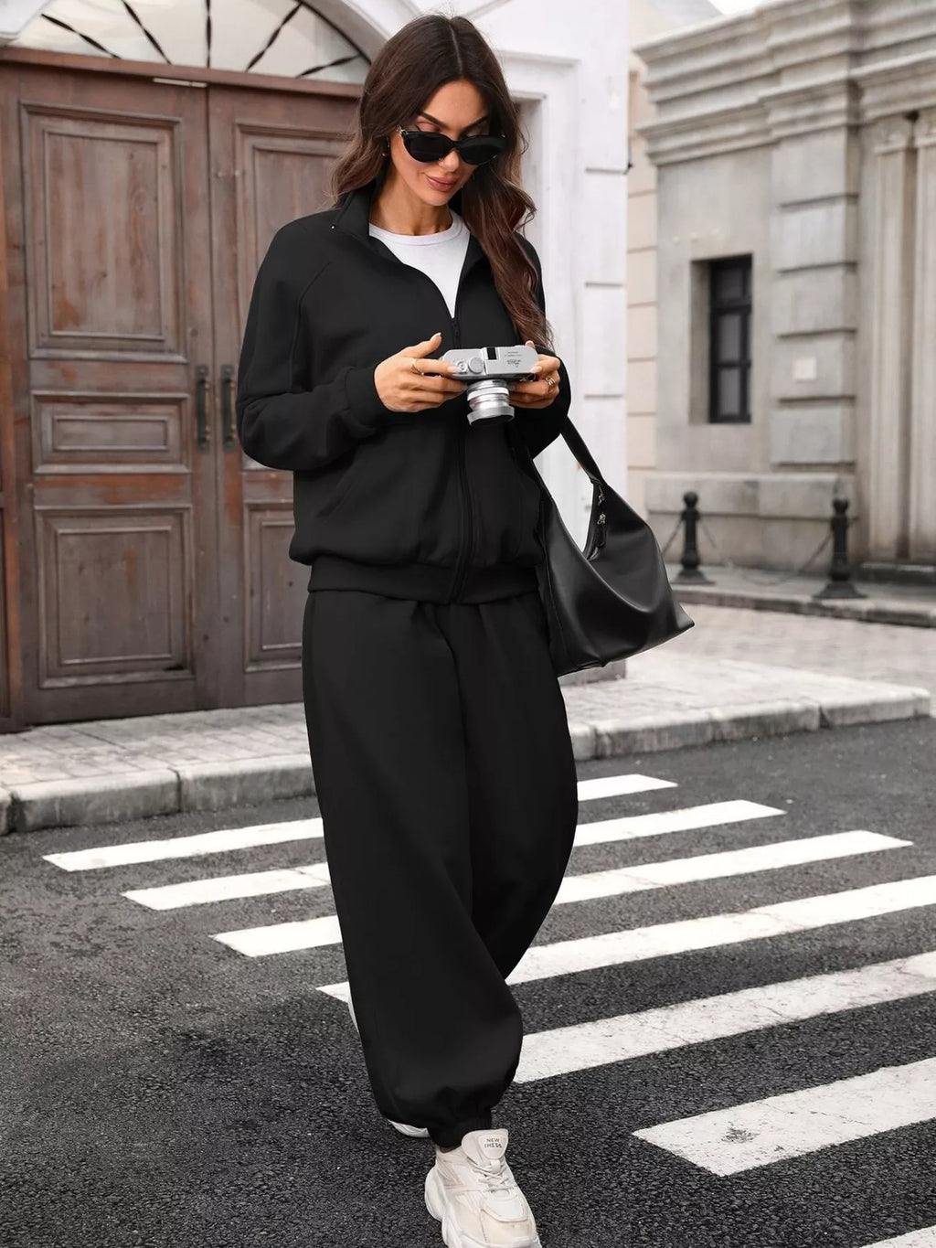 Zip-Up Long Sleeve Top and Pants Set