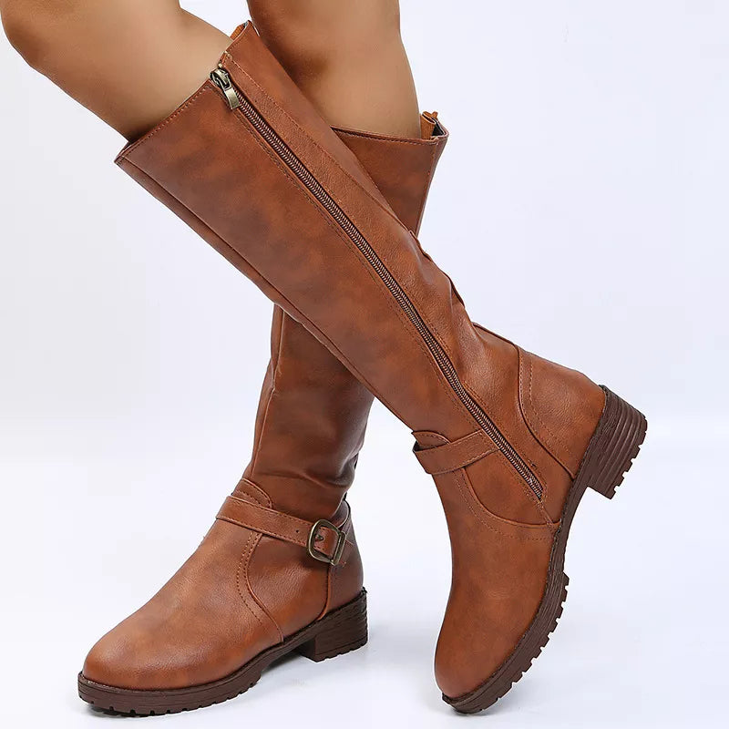 Round Toe Block Heels Boots