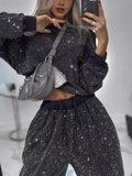Rhinestone Long Sleeve Top and Pants Set