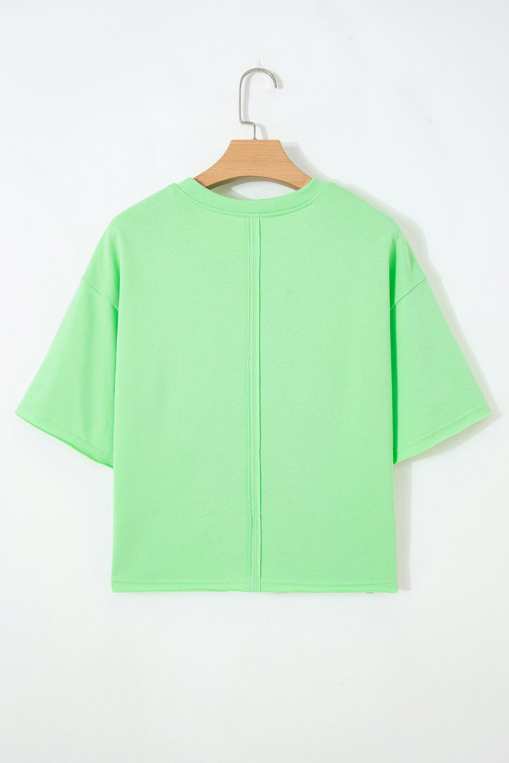 Bright Green Crab Embroidered Patch Loose Round Neck Tee