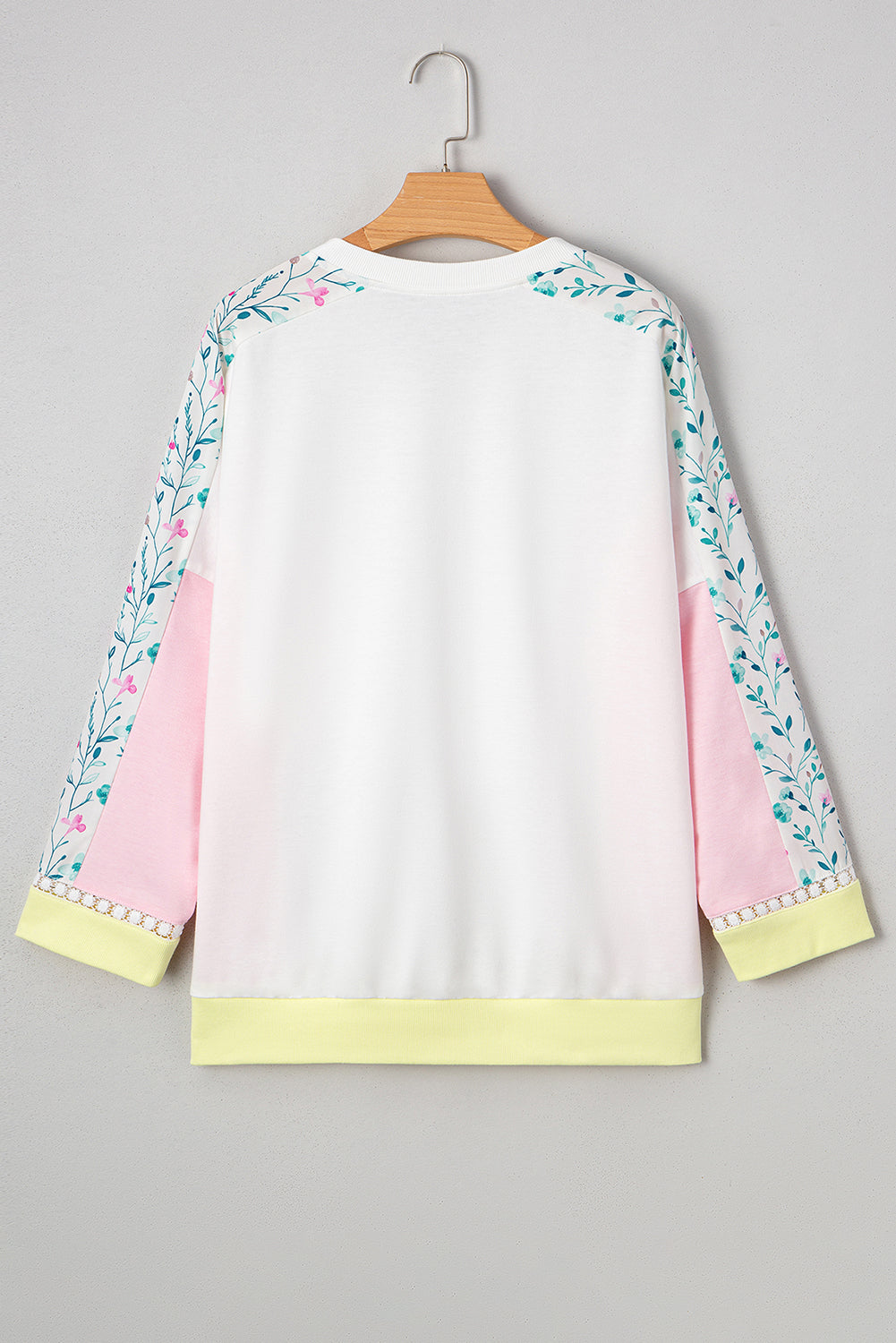 Floral Colorblock Patchwork Chest Pocket Long Sleeve Top