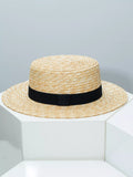 Straw Boater Hat with Ribbon