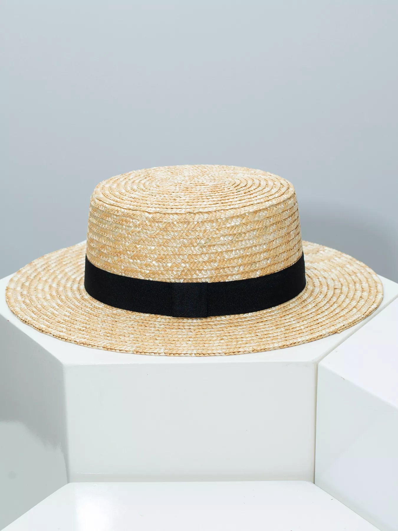 Straw Boater Hat with Ribbon