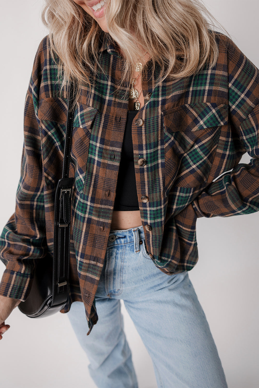 Plaid Button-Up Chest Pocket Shacket