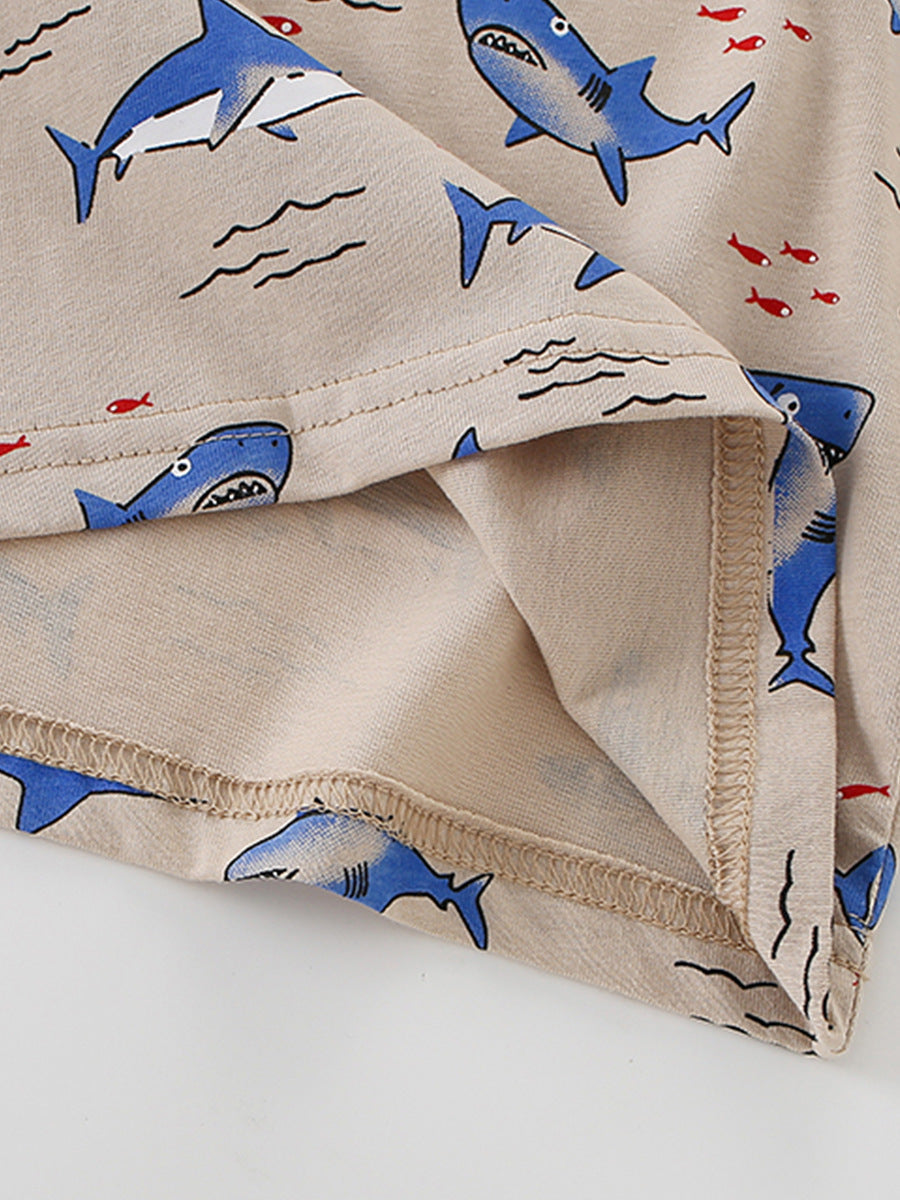 Children's Shark Print Crew Neck T-Shirt