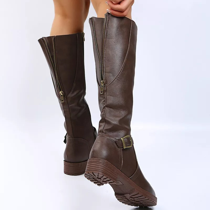 Round Toe Block Heels Boots