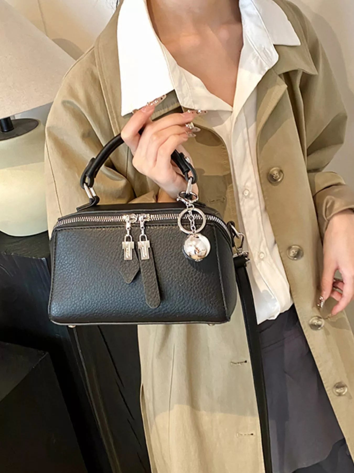 Textured Leather Handbag