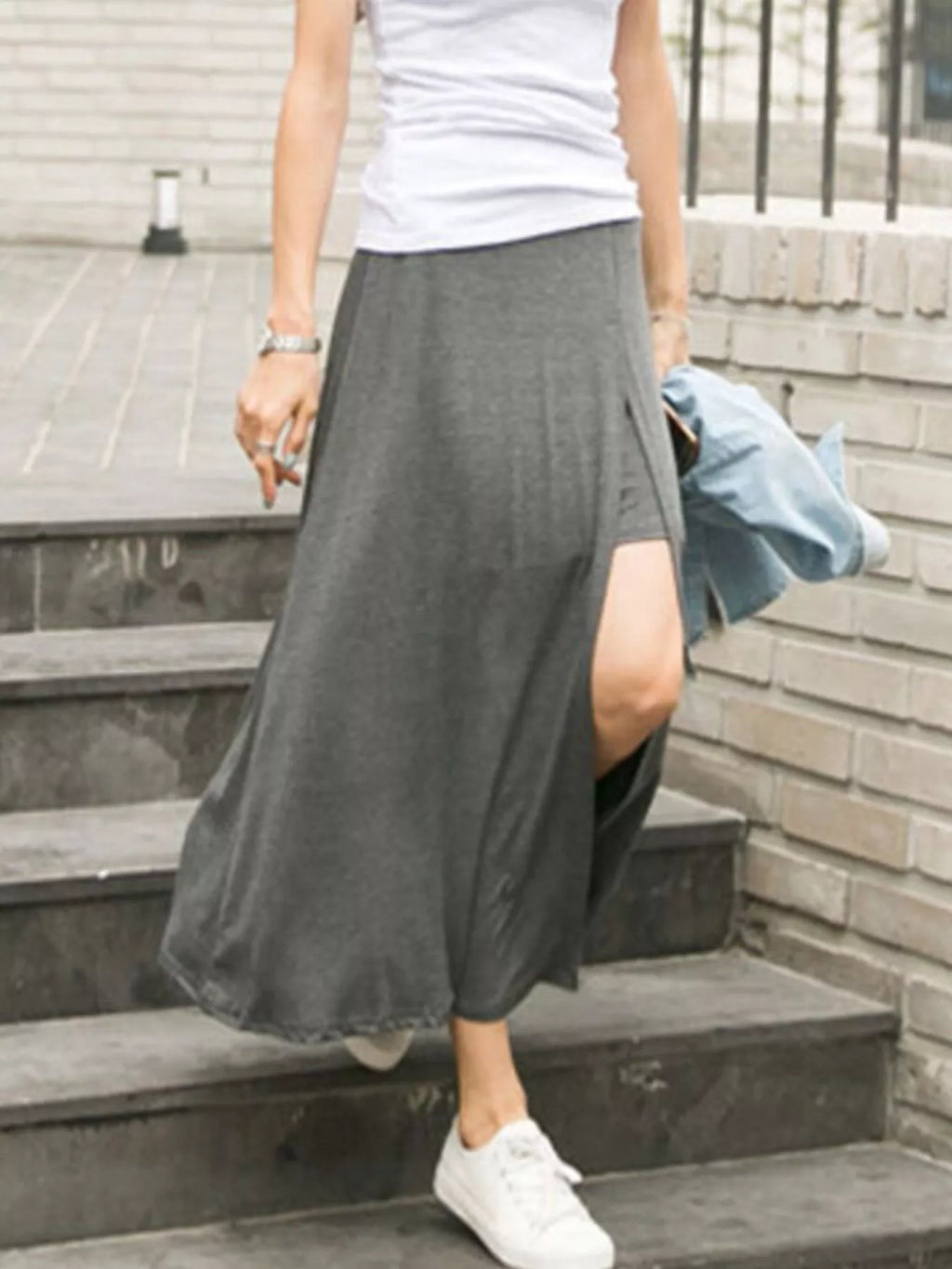 A-Line Slit Maxi Skirt