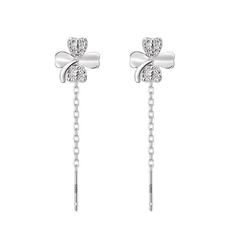Sterling Silver Long Earrings With Diamonds