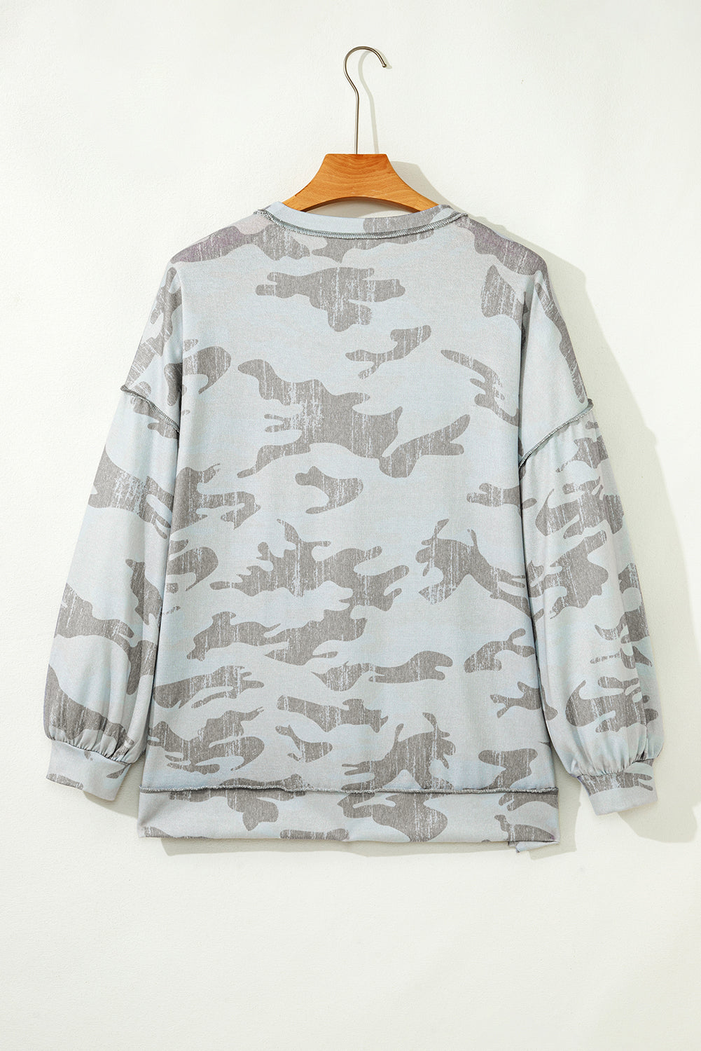 Camo Reverse Seam Drop Shoulder Sweatshirt