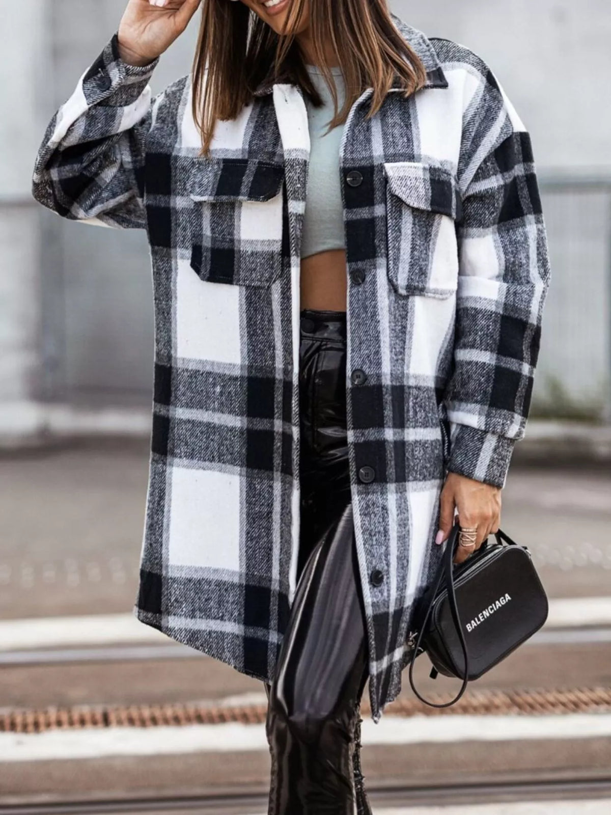 Button Down Collared Plaid Flannel Shacket