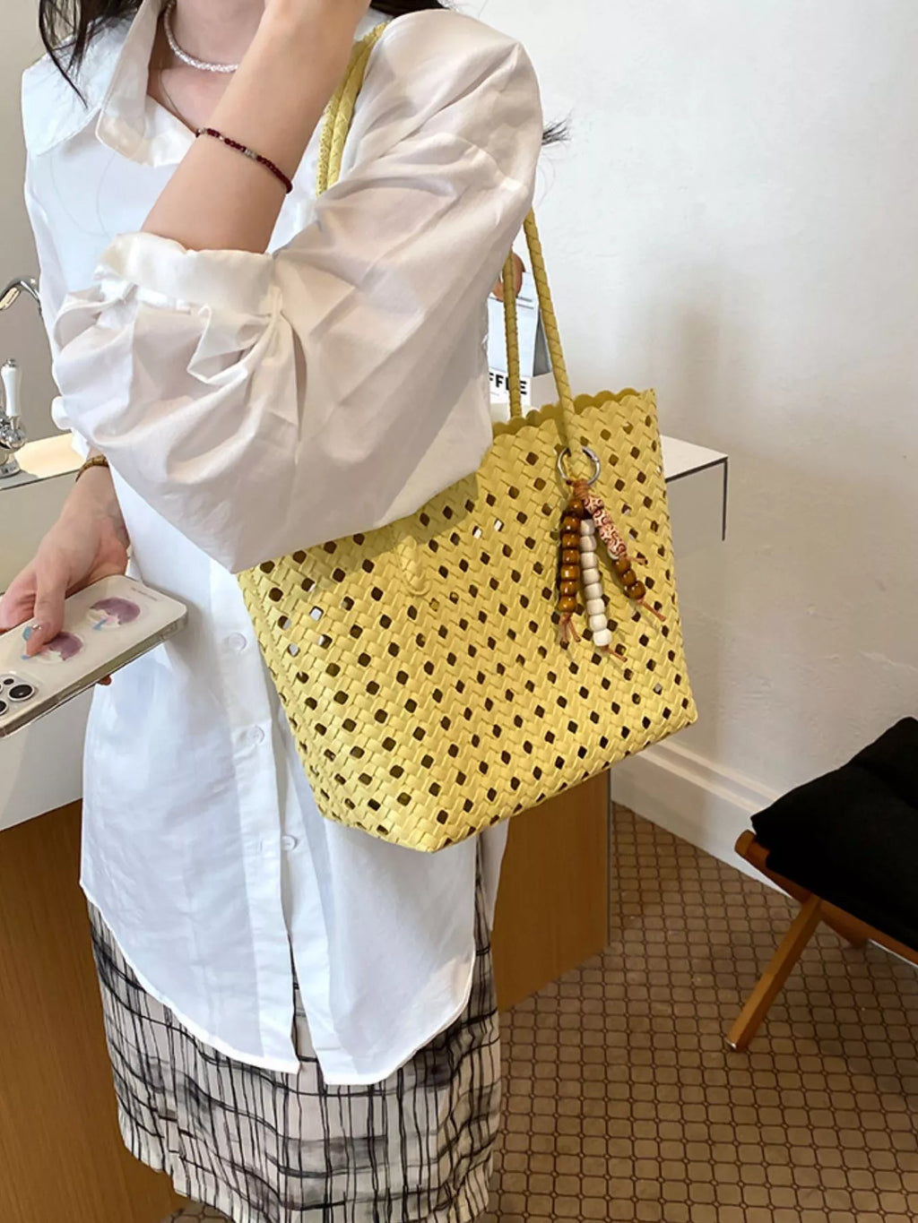 Cutout Leather Shoulder Bag