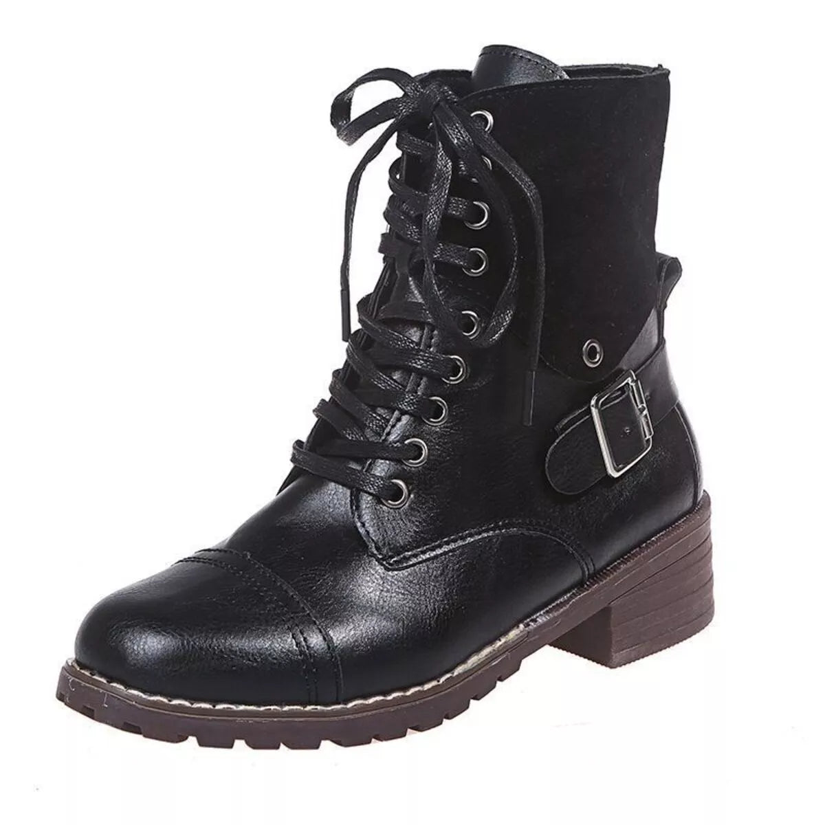 Lace-Up Block Heels Boots