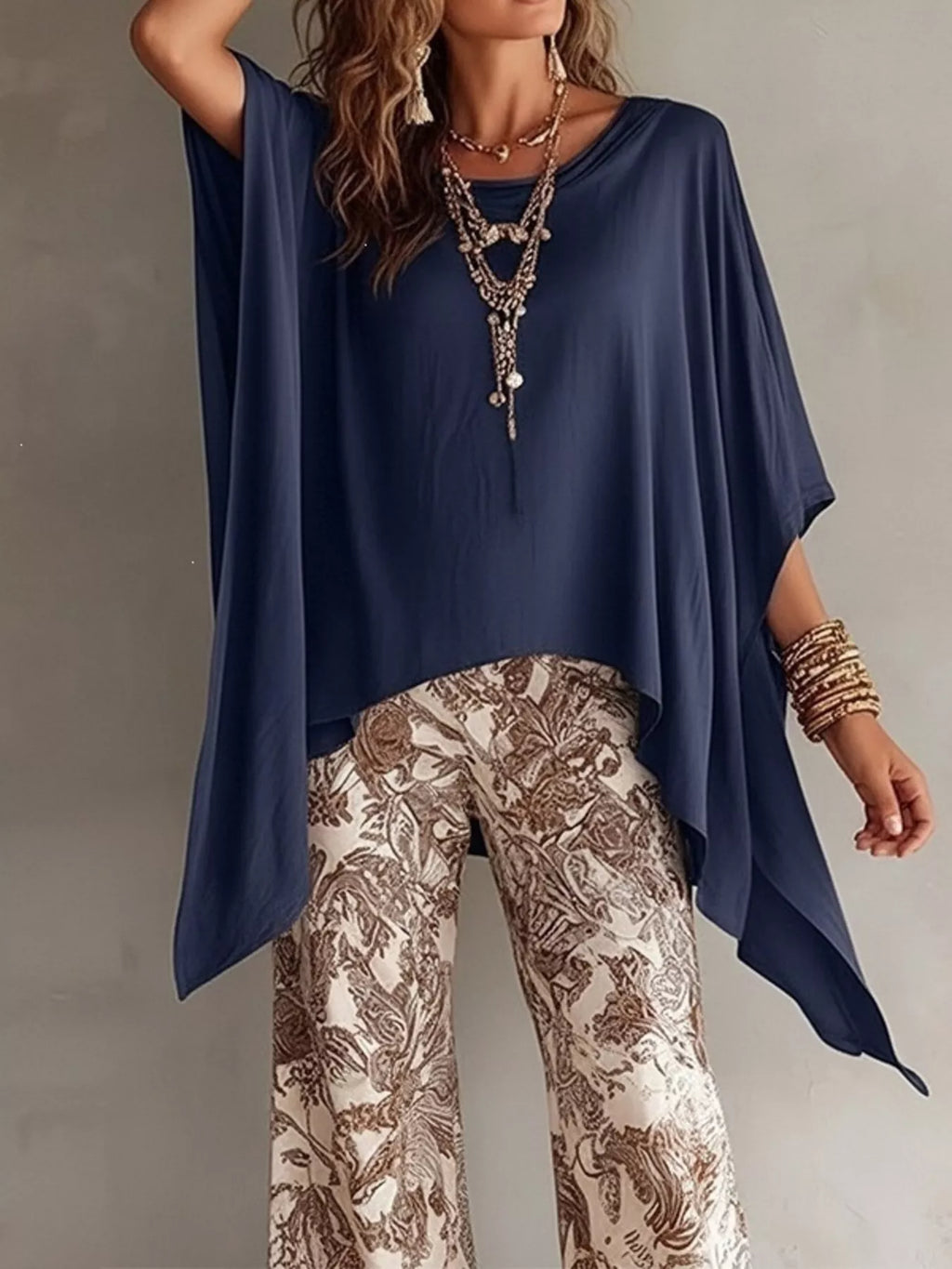 Full Size Oversized Batwing Sleeve Flowy Top Plus Size