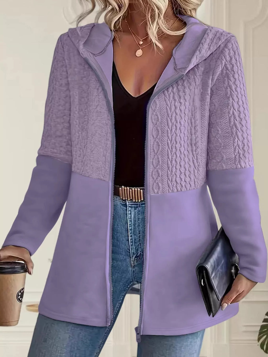 Full Size Hooded Zip-Up Jacket Plus Size