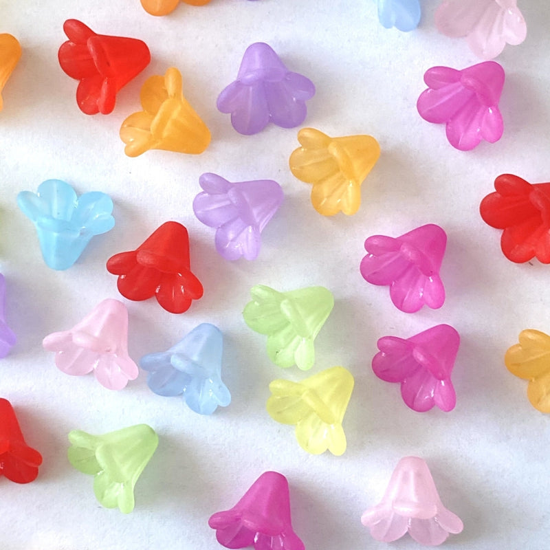 Frosted Acrylic Trumpet Flower Beads, 3D Bell-Shaped Bud Charms For DIY Hanfu Hairpin Flower Bases, Earrings & Jewelry Making.