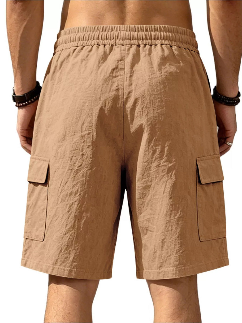 Men's Plus Size Casual Cargo Shorts with Drawstring Waist