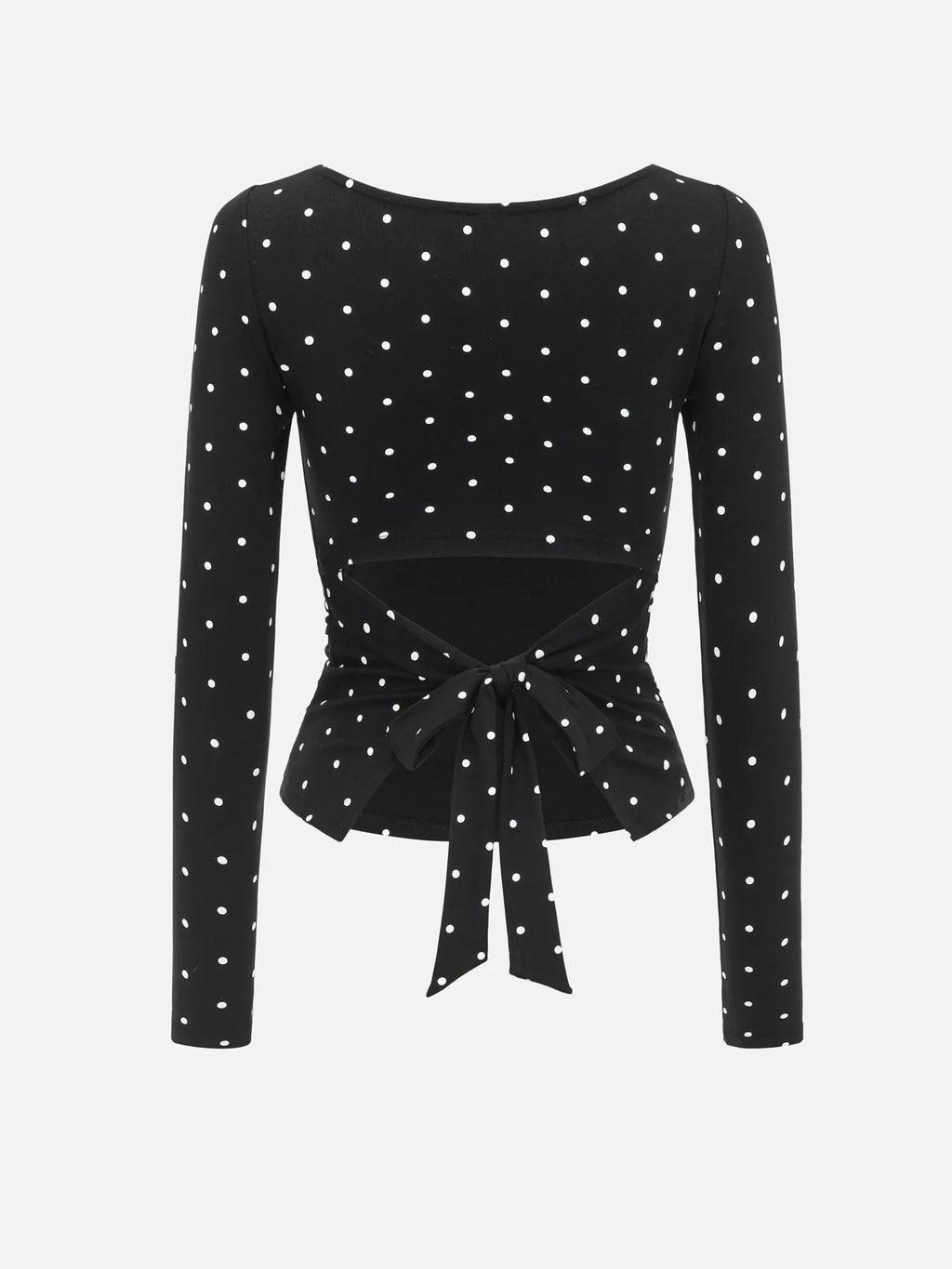 Long Sleeve Polka Dot Tie Back T-Shirt