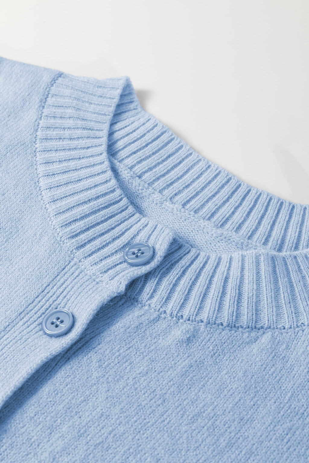 Solid 3/4 Sleeve Boxy Button-Down Cardigan