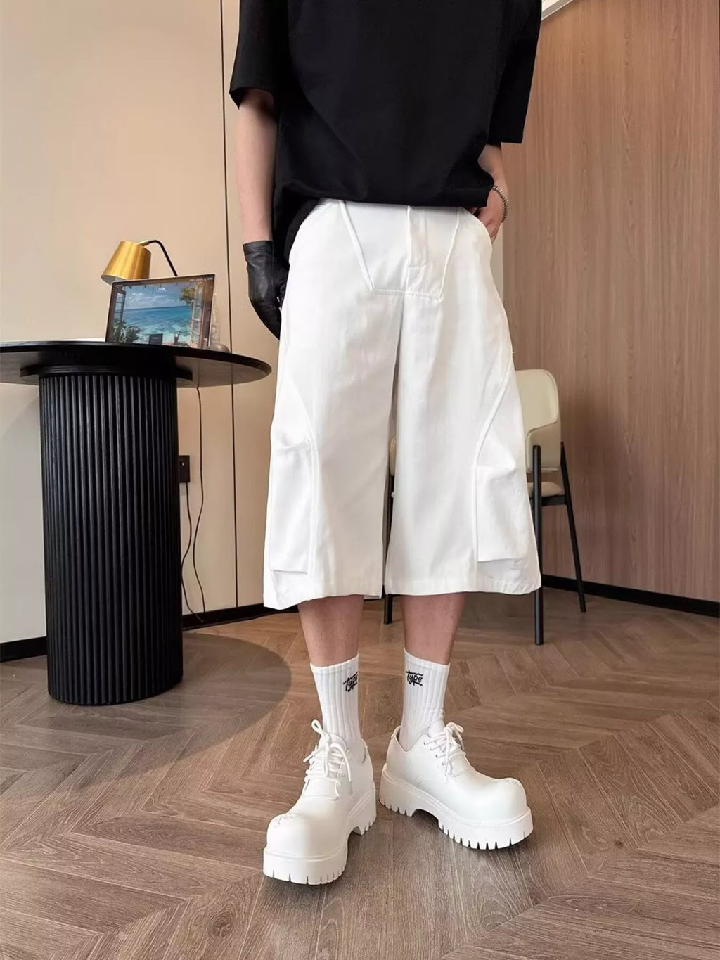 Men's Wide-Leg Cargo Cropped Pants