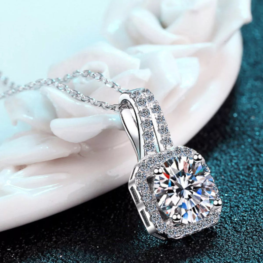 5 Carat Moissanite 925 Sterling Silver Pendant Necklace
