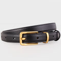 Leather Skinny Belt with Golden Buckle