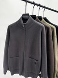 Men's Plus Size Zip-Up Ribbed Knit Cardigan