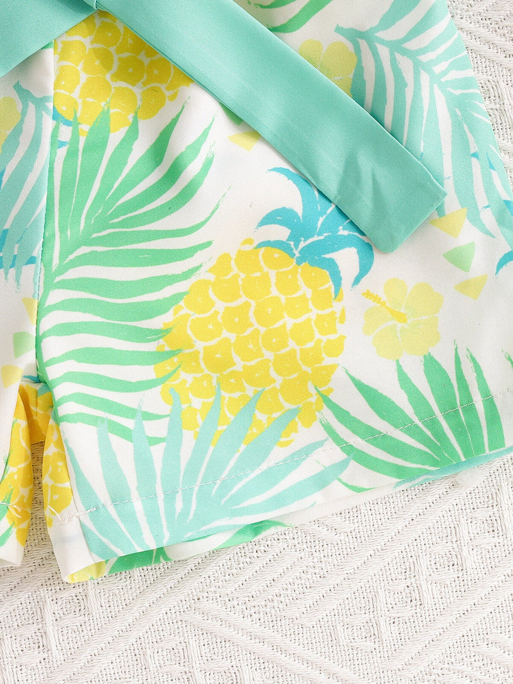 Children's Ruffle Trim Layered Cami Top & Pineapple Print Shorts Set