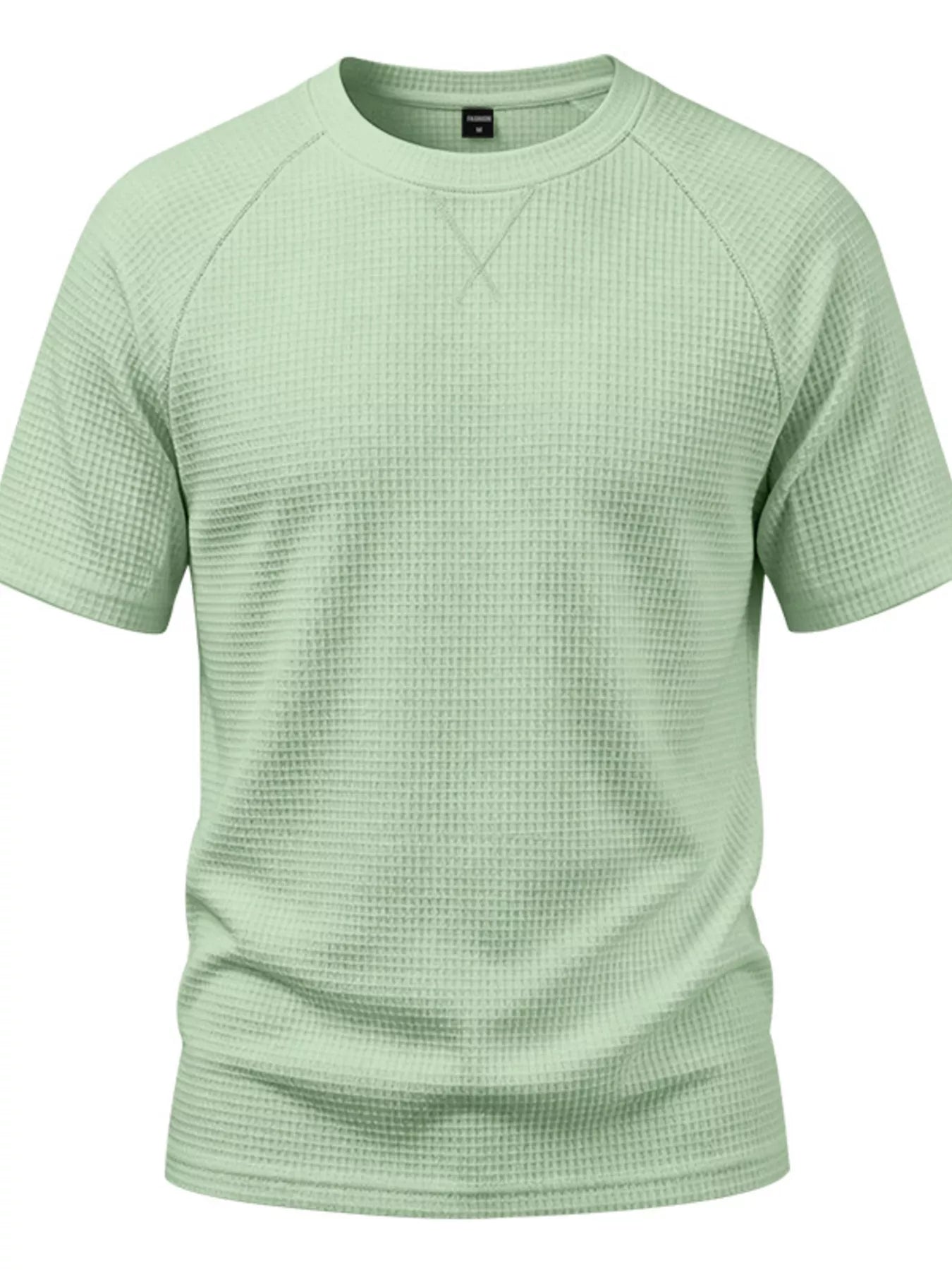Men's Full Size Waffle Knit Raglan Short Sleeve T-Shirt Plus Size