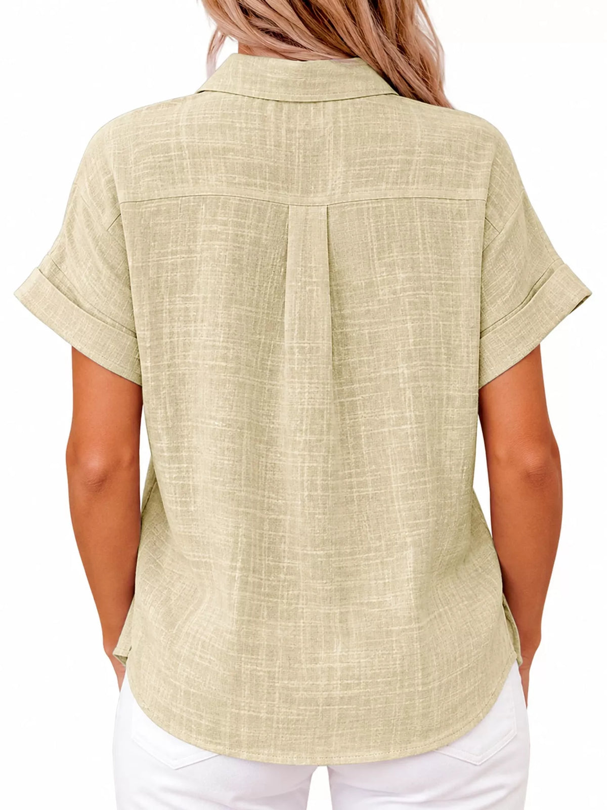 Full Size Button Up Short Sleeve Shirt Plus Size