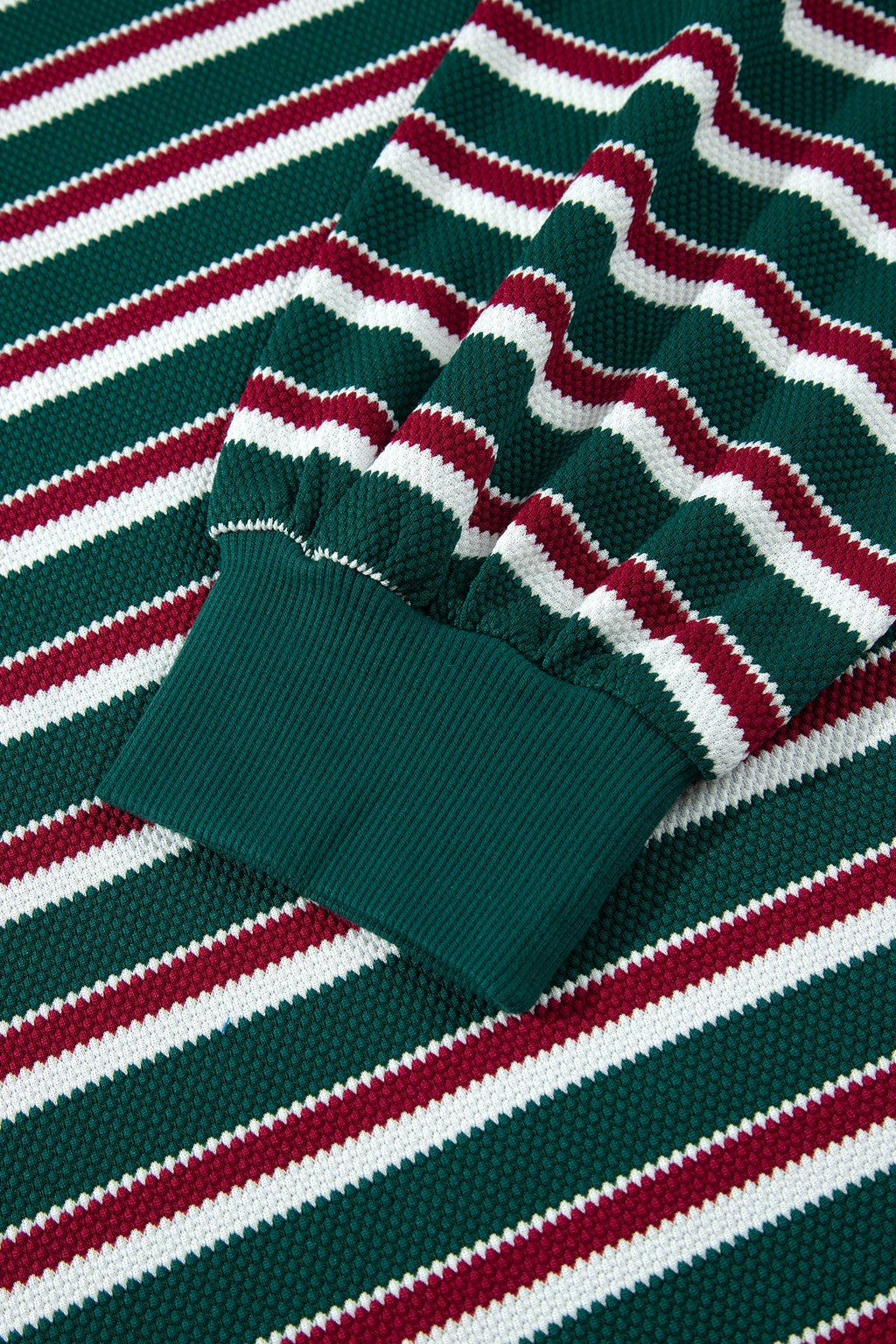 Green Stripe Striped Colorblock Round Neck Long Sleeve Shift Plus Size Sweatshirt