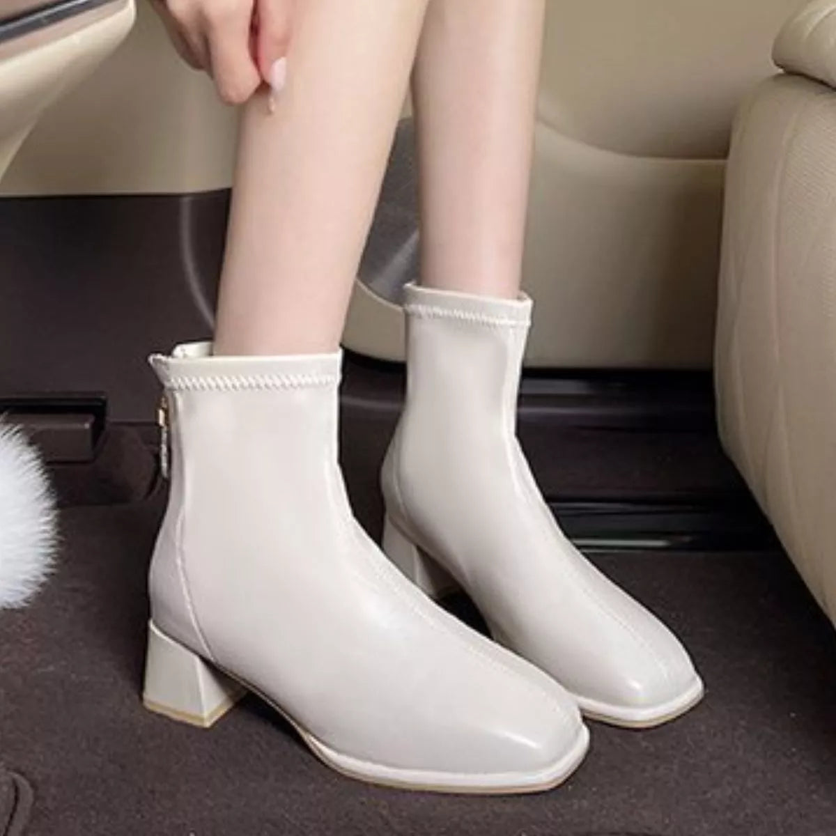 Square Toe Block Heels Boots