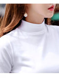 Full Size Slim-Fit Mock Neck Long Sleeve Basic T-Shirt Plus Size